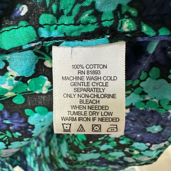 Liz Claiborne Navy/Teal/Black Women's Relaxed Fit Button Down Roll Tab Blouse XS - Picture 4 of 11